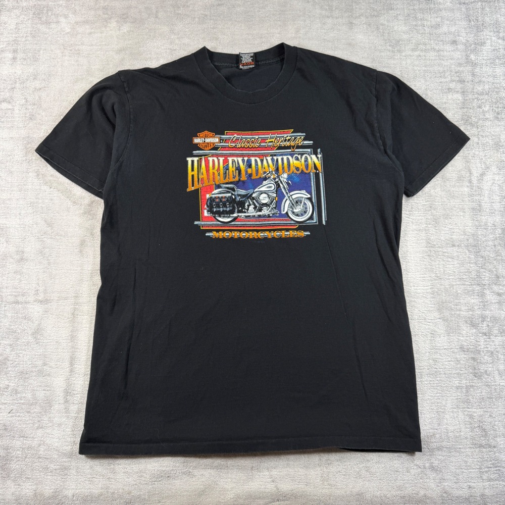 Vintage Harley Davidson Shirt Mens XL Black 1997 Classic Heritage Biker Tee